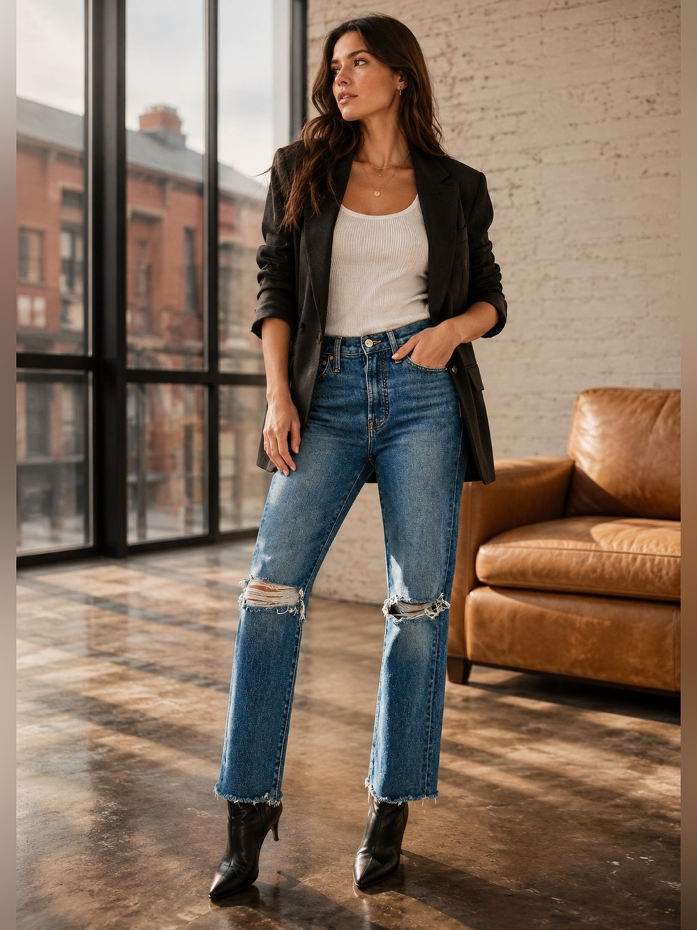 Madewell The Perfect Vintage Jean Size 23 Distressed Straight Leg